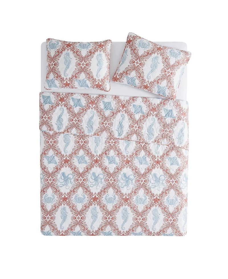 Closeout! Vcny Home Coastal 3-Piece Quilt Set, King