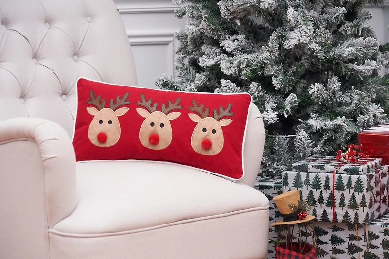 C&F Home 10" x 20" Reindeer Games Applique Christmas Holiday Throw Pillow