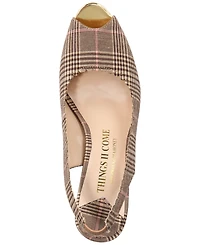 Things Ii Come Women's Laura Luxurious Scallop Peep Toe Slingback Pumps