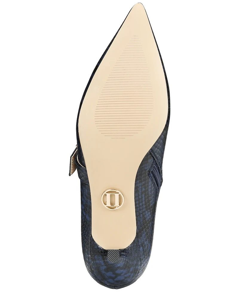 Things Ii Come Women's Jazzy Luxurious Pointed-Toe Kitten Heel Buckled Shooties