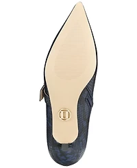 Things Ii Come Women's Jazzy Luxurious Pointed-Toe Kitten Heel Buckled Shooties