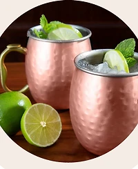 Oggi Set of 2, 18oz Hammered Stainless Steel Moscow Mule Mugs