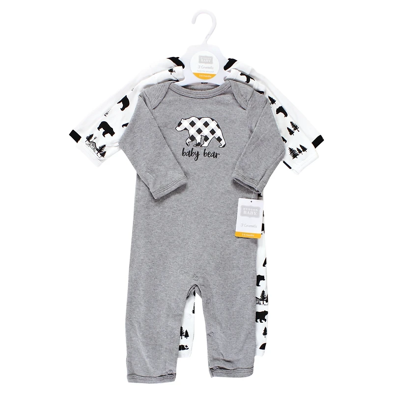 Hudson Baby Boys Unisex Triple Full-Body Suit Pack