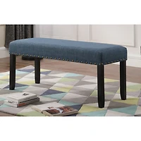 Streamdale Furniture Fabric Dining Bench with Nailhead Trim, Blue