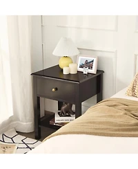 Sugift Nightstand End Table with Drawer and Shelf