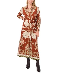 Vince Camuto Women's Paisley Tie-Waist Maxi Shirtdress