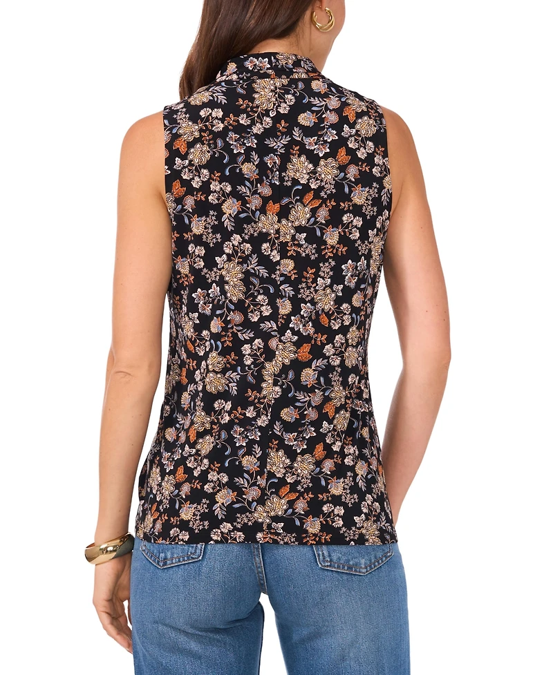 Vince Camuto Women's Floral Crossover Wrap-Front Sleeveless Top