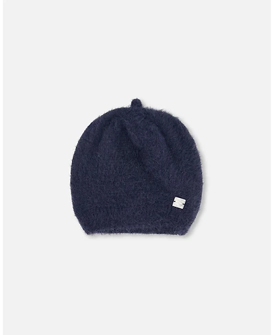 Deux par Deux Girl Hairy Knit Beret Navy - Toddler|Child