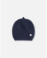 Deux par Deux Girl Hairy Knit Beret Navy - Toddler|Child