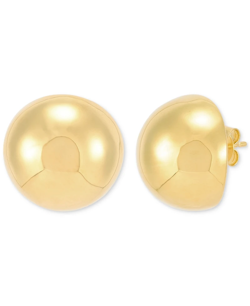 Polished Half Bead Stud Earrings in 14k Gold