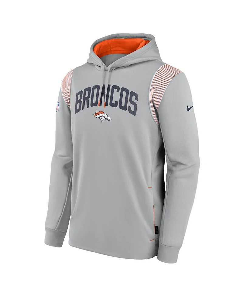 Nike Men's Gray Denver Broncos Sideline Athletic Stack Performance Pullover Hoodie