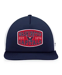 Fanatics Men's Navy/White Washington Capitals Foam Front Patch Trucker Snapback Hat