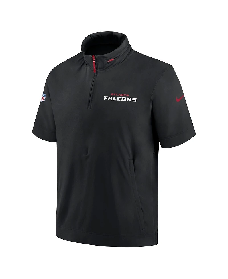 Nike Men's Black Atlanta Falcons 2024 Sideline Coach Short Sleeve Half-Zip Hoodie Jacket