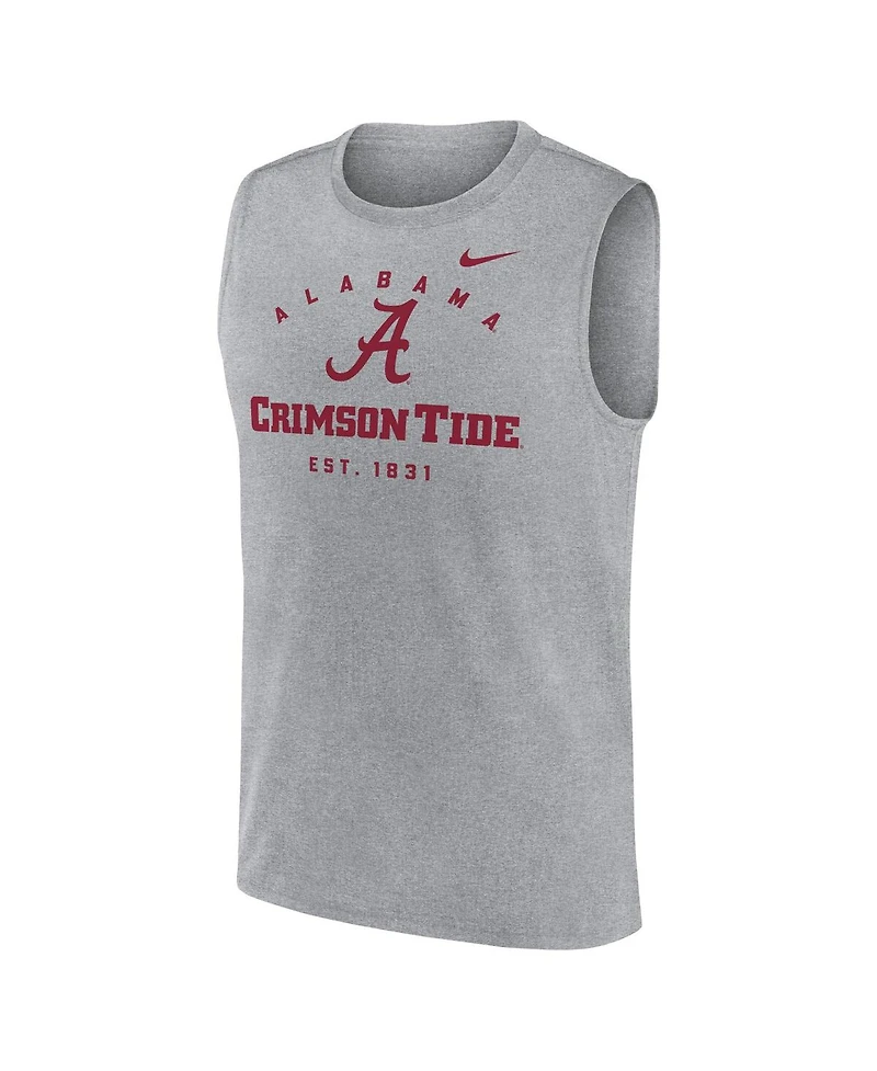 Nike Men's Heather Gray Alabama Crimson Tide Primetime Legend Lock Up Performance Muscle Tank Top