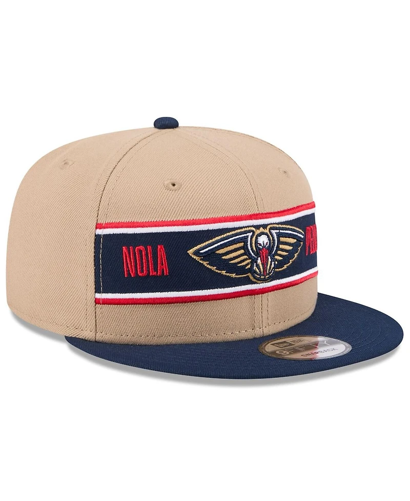 New Era Men's Tan/Navy New Orleans Pelicans 2024 Nba Draft 9FIFTY Snapback Hat