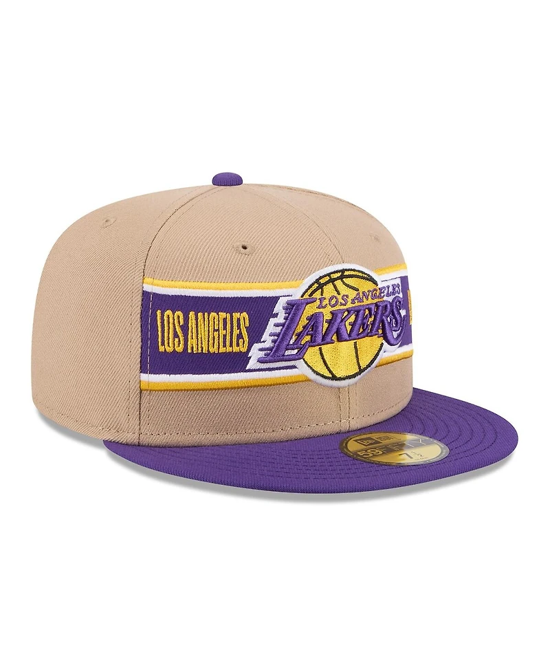 New Era Men's Tan/Purple Los Angeles Lakers 2024 Nba Draft 59FIFTY Fitted Hat