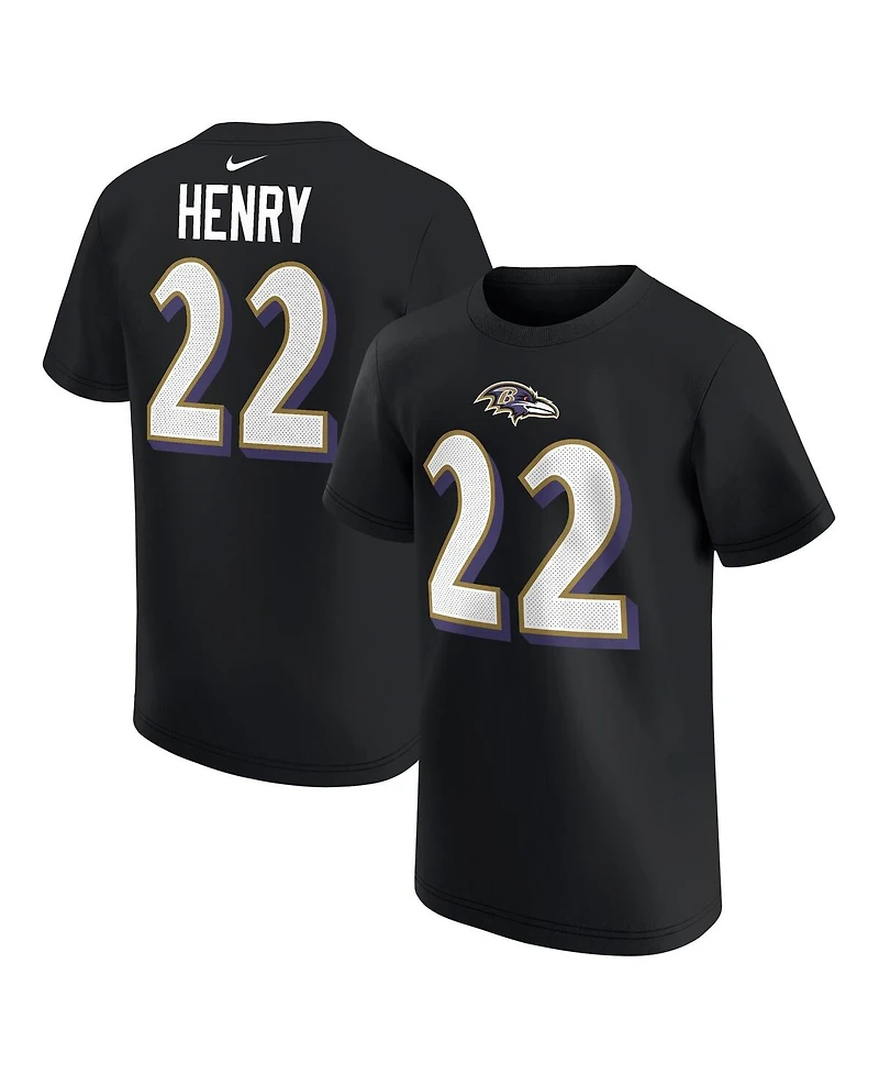 Nike Big Boys and Girls Derrick Henry Black Baltimore Ravens Player Name Number T-Shirt
