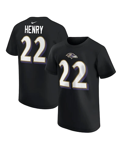 Nike Big Boys and Girls Derrick Henry Black Baltimore Ravens Player Name Number T-Shirt