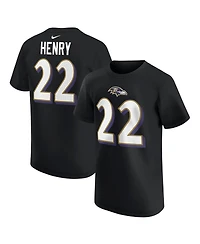 Nike Big Boys and Girls Derrick Henry Black Baltimore Ravens Player Name Number T-Shirt