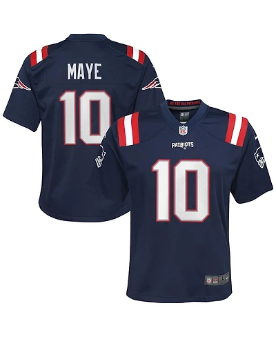 Big Boys and Girls Nike Drake Maye Navy New England Patriots Player Game Jersey