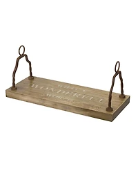 Rustic Wood Garden Swing With Iron Handles for Patio or Yard