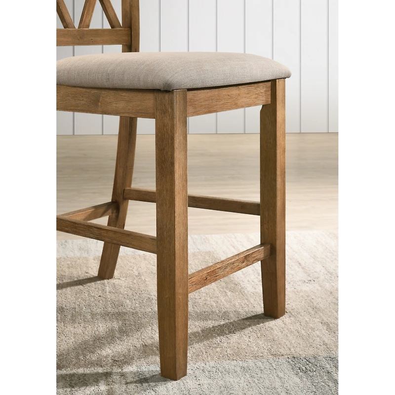 Streamdale Fabric Upholstered Counter Height Dining Chairs, Set of 2, Tan