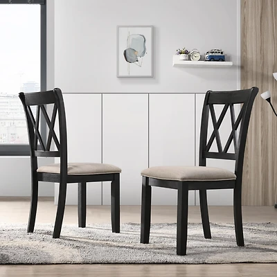 Streamdale Fabric Upholstered Dining Chair in Black, Set of 2