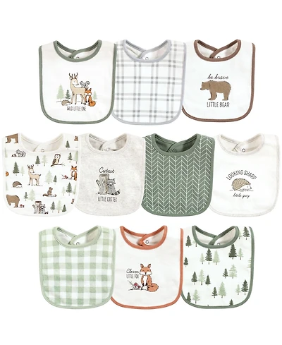 Hudson Baby Unisex Baby Cotton Bibs, Forest Animals, One Size