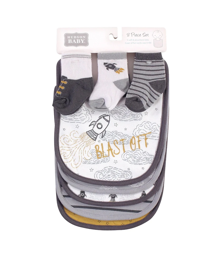 Hudson Baby Infant Cotton Bib and Sock Set 5pk