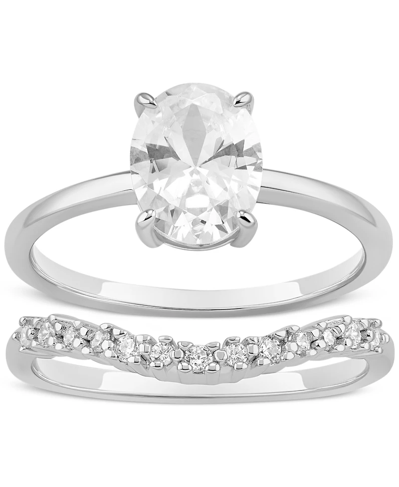 Giani Bernini Cubic Zirconia Oval Bridal Set in Sterling Silver, Created for Macy's