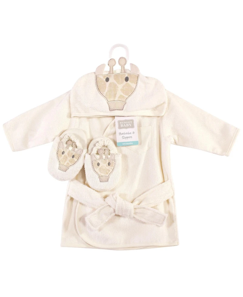 Hudson Baby Baby Boys Hudson Unisex Cotton Robe with Playful Creature Motif