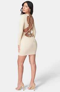 Bebe Women's Tie Back Knit Mini Dress
