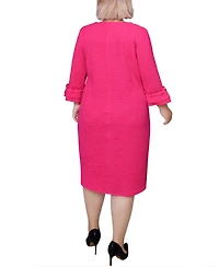 Ny Collection Plus Size 3/4 Length Sleeve Textured Knit Dress