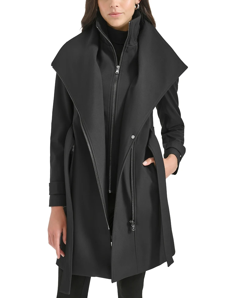Calvin Klein Petite Belted Long-Sleeve Wrap Coat