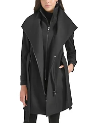 Calvin Klein Petite Belted Long-Sleeve Wrap Coat
