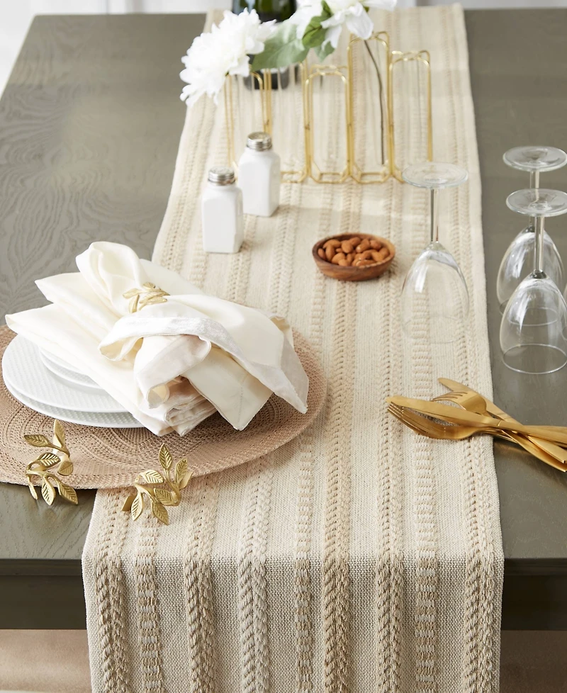 Design Imports Braided Stripe Table Runner, 15x108 Inches