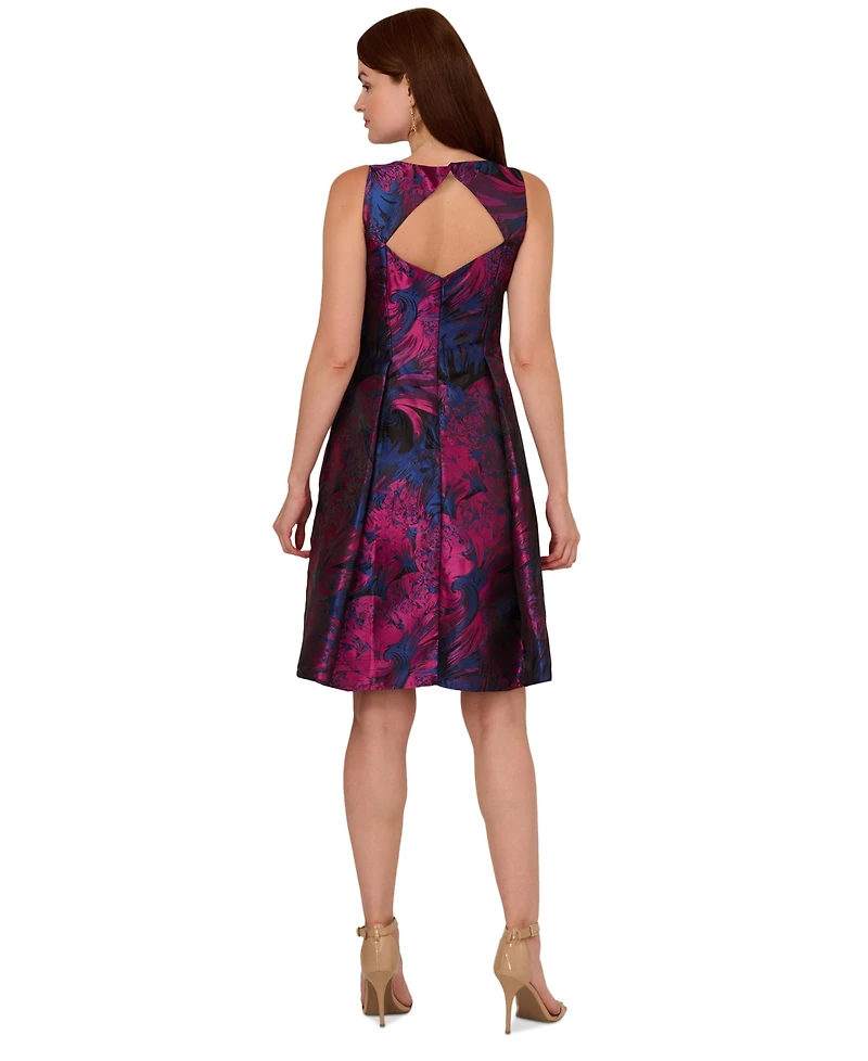 Adrianna Papell Women's Floral-Jacquard Sleeveless Fit & Flare Dress