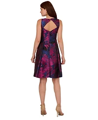 Adrianna Papell Women's Floral-Jacquard Sleeveless Fit & Flare Dress