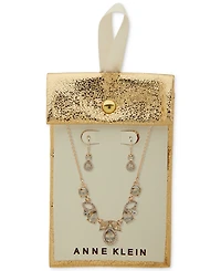 Anne Klein Gold-Tone Mixed Stone Statement Necklace & Drop Earrings Set