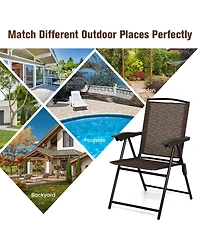 Slickblue 4 Pieces Folding Dining Chairs with Steel Armrests and Sling Back