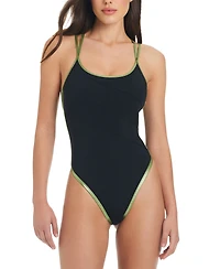 Red Carter Women's Contrast-Trim Double-Strap One-Piece Swimsuit
