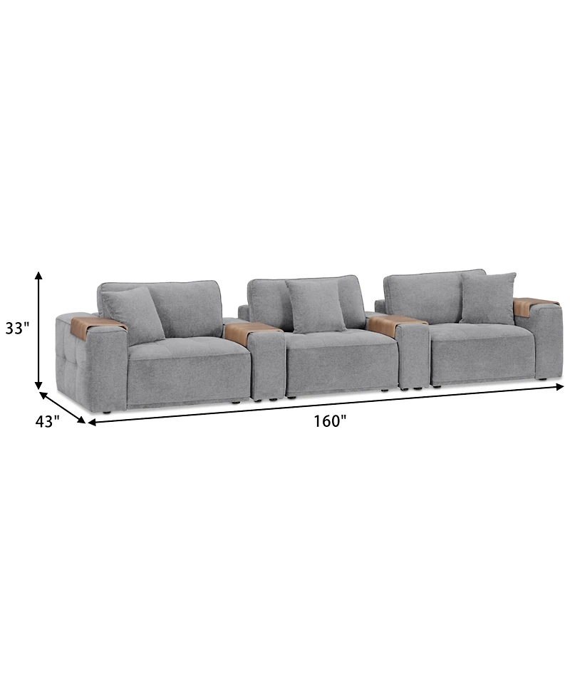 Nycolle 5-Pc. Modular Fabric Sectional with 2 Consoles, Created for Macy's