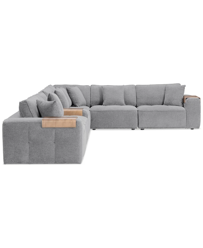 Nycolle -Pc. Modular Fabric L-Shape Sectional with 1 Console