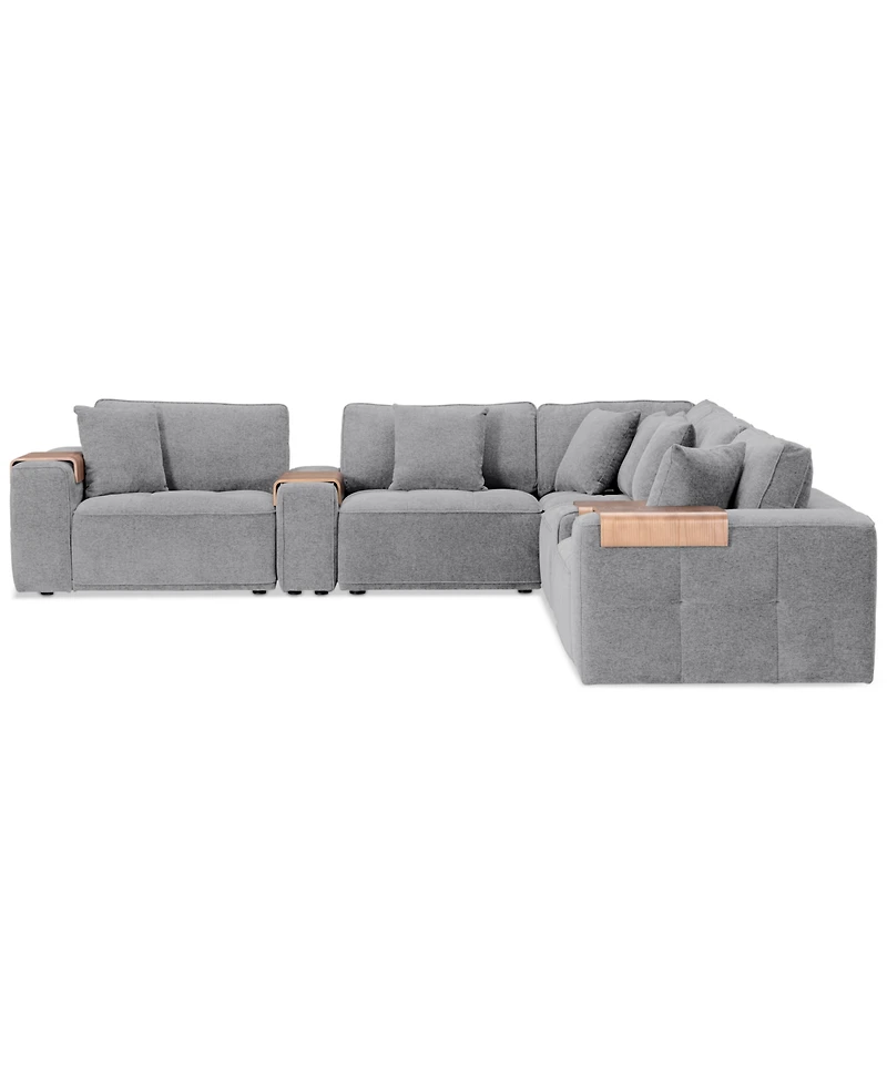 Nycolle 7-Pc. Modular Fabric L-Shape Sectional with 2 Consoles, Created for Macy's