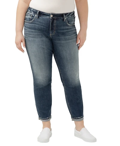 Silver Jeans Co. Plus Boyfriend Mid Rise Slim Leg Luxe Stretch