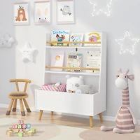 Streamdale Sturdy Kids Bookshelf w/ Storage Bin & Wall Anchor White 2-Tier