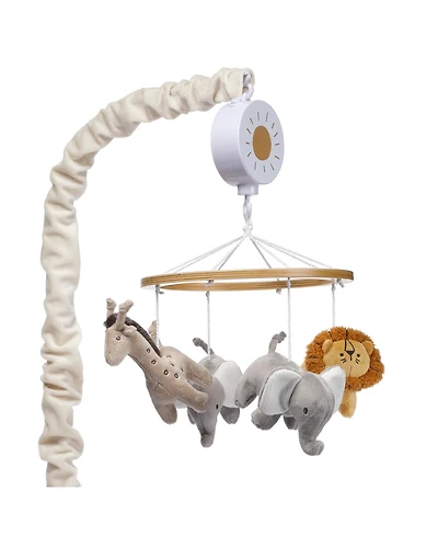 Lambs & Ivy Jungle Adventure Elephant/Lion Musical Baby Crib Mobile Soother Toy
