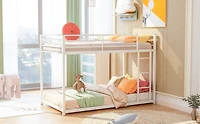 Streamdale Twin Over Metal Bunk Bed, Low Bed With Ladder