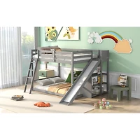 Streamdale Full Over Bunk Bed With Ladder, Slide And Shelves