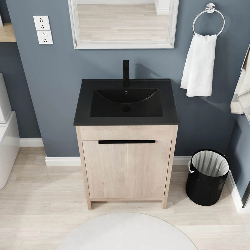 Streamdale 24" Freestanding Vanity with Ceramic Sink & Soft-Close Doors
